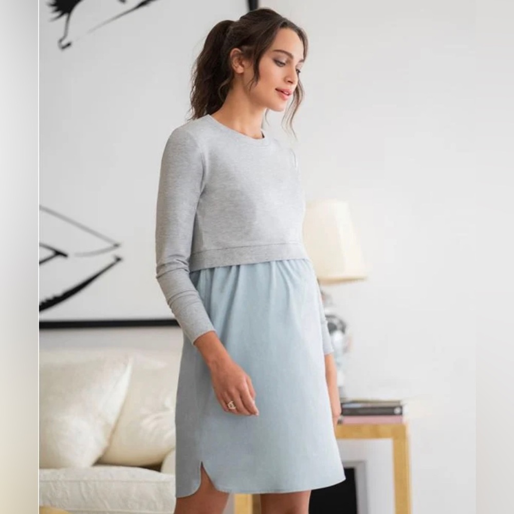 EUC Seraphine Cotton Maternity & Nursing Dress with Sweatshirt Top